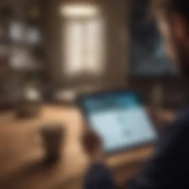 Reviewing Lending Options Responsibly A conceptual image of a person reviewing various lending options on a digital device.