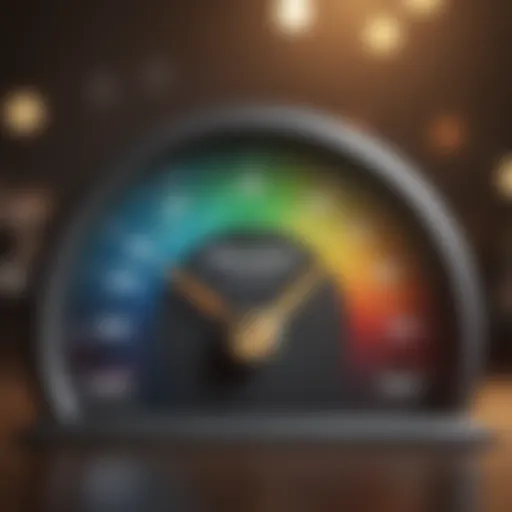 Visual representation of a credit score gauge