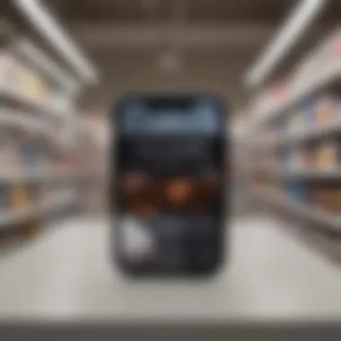 Exploring Smartphone Choices A thoughtful individual exploring smartphone options in a retail store