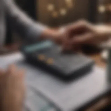Analyzing Loan Options A person analyzing loan options using a calculator.