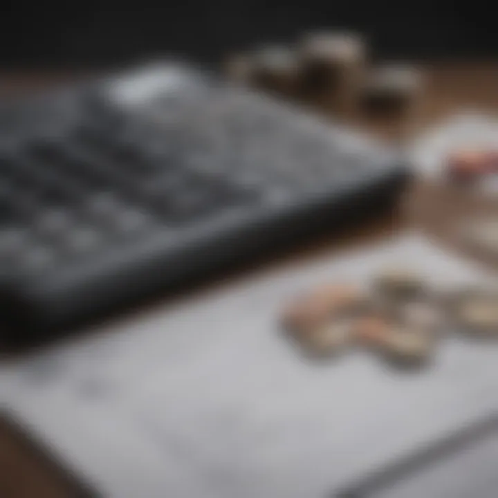 Understanding Associated Fees A calculator next to a bank statement representing fees