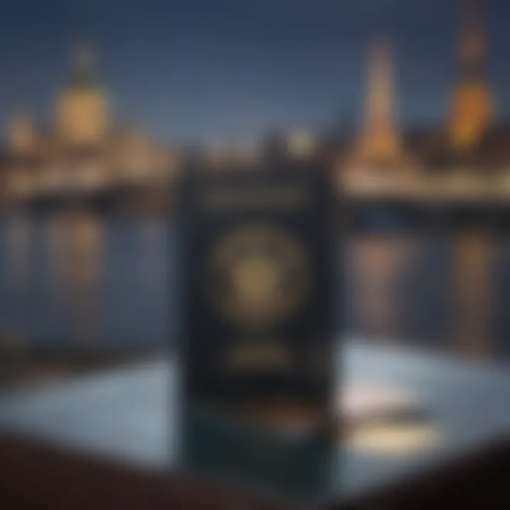 A passport and credit card with a backdrop of famous landmarks