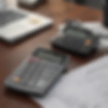 A calculator, notepad, and pen on a table, symbolizing financial planning