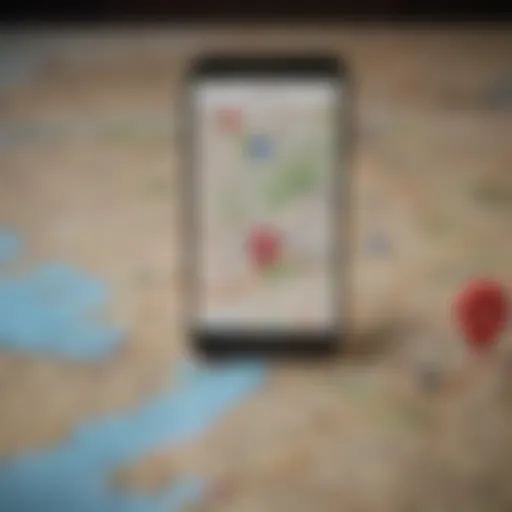 A smartphone displaying an international map with roaming icons