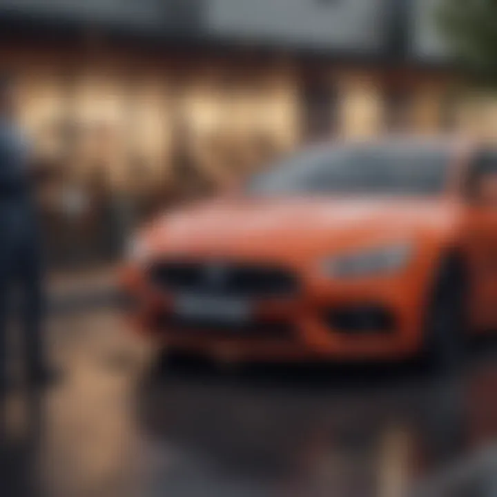 Navigating Negotiations A negotiation scene between a buyer and a seller, capturing the dynamics of car purchasing.