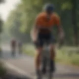 Cyclist navigating a challenging race course.