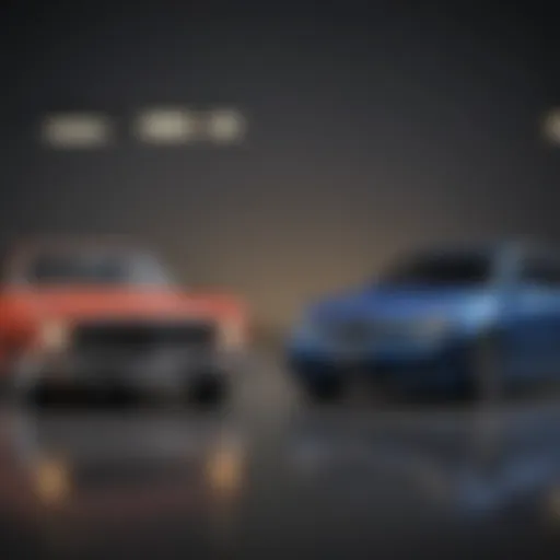 Comparative Analysis of Car Loans and Financing Illustration depicting car loan and financing options side by side