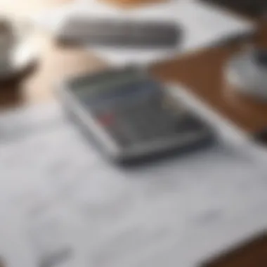 A calculator and loan agreement on a desk