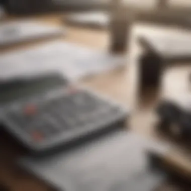 Financial Assessment Tools A calculator and financial planner on a desk, symbolizing financial assessments
