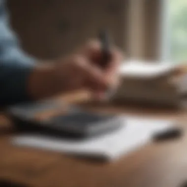Evaluating Savings Options A thoughtful individual evaluating savings options with a calculator and notepad