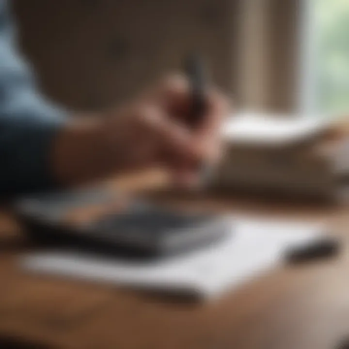 Evaluating Savings Options A thoughtful individual evaluating savings options with a calculator and notepad