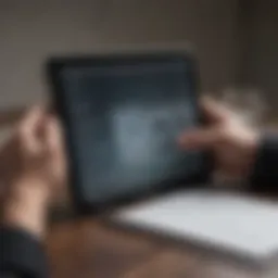 A tablet being secured with protective insurance documents