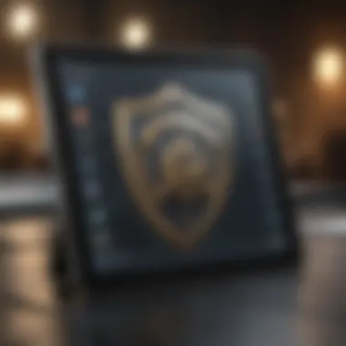 Tablet Coverage and Protection A close-up of a tablet with a shield symbol representing coverage