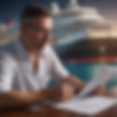 A traveler examining different cruise insurance policy documents