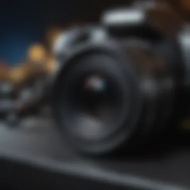 Protective Measures for Camera Equipment A close-up of a camera lens with a protective case symbolizing insurance.