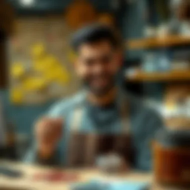 An artisan presenting a finished product with pride