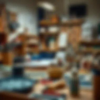 A workspace filled with diverse crafting materials and tools