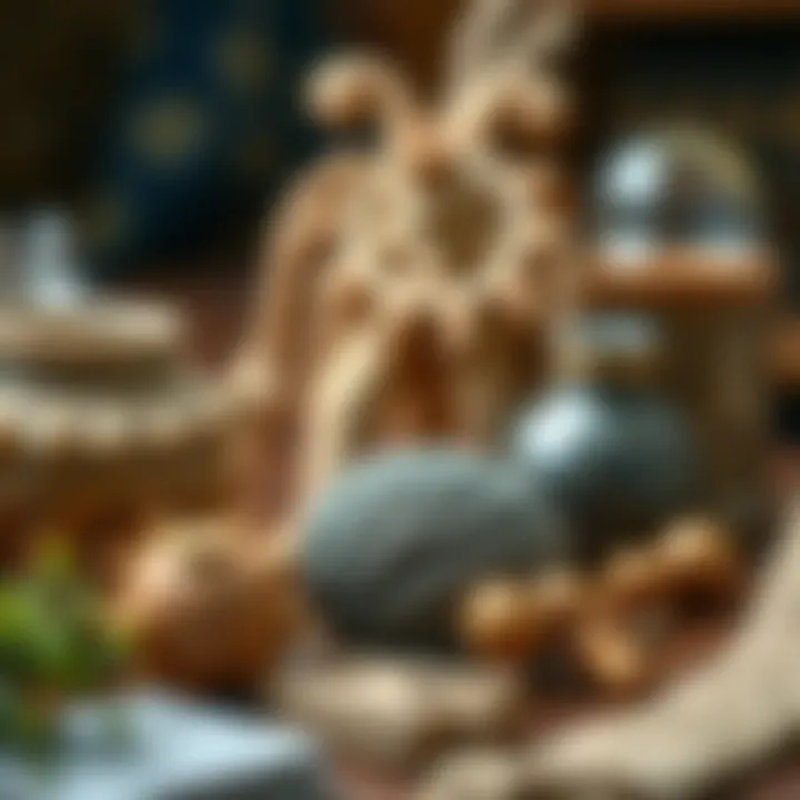 A close-up of unique handcrafted items showcasing intricate details