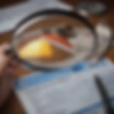 A magnifying glass over a credit report
