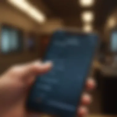 Checking Phone Unlock Status Online A person using a phone to check its unlocking status online