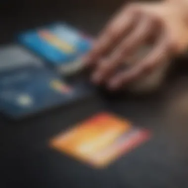 Evaluating Credit Card Choices A person analyzing financial information with credit card options laid out