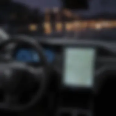 Close-up of Tesla dashboard with safety features highlighted