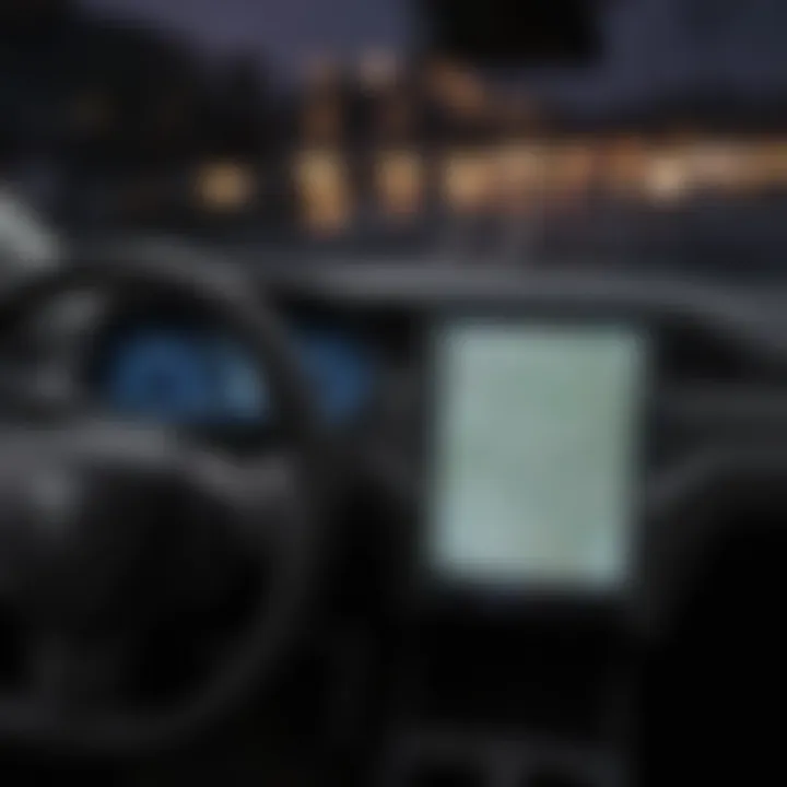 Close-up of Tesla dashboard with safety features highlighted
