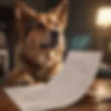 A variety of dog insurance policy documents laid out for comparison