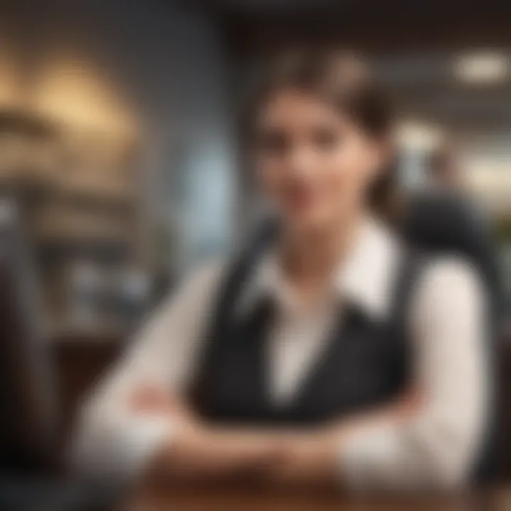 A welcoming bank environment emphasizing customer service and support