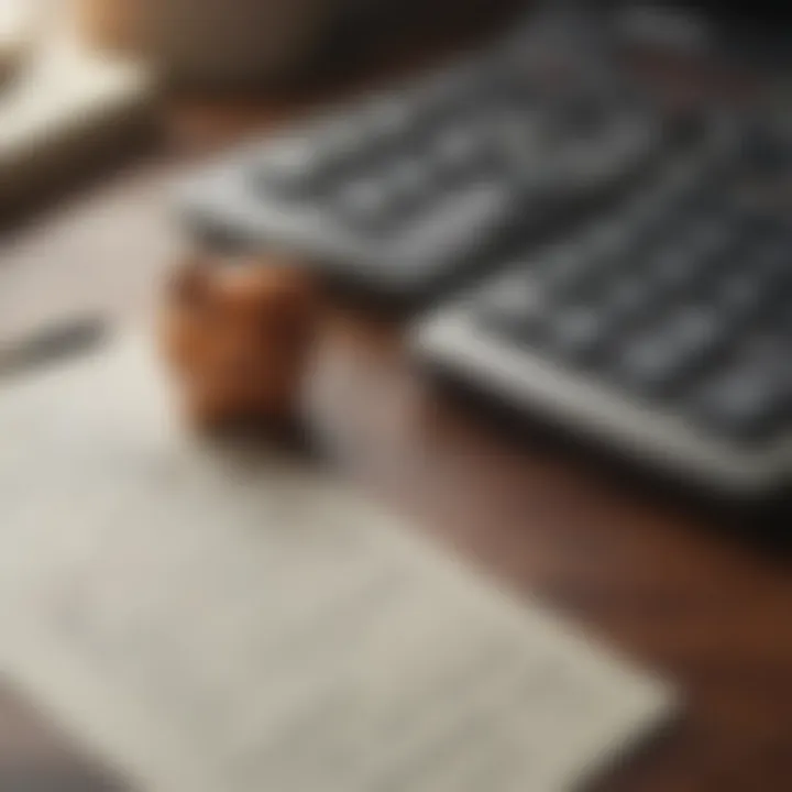 Financial Planning for Savings A calculator and financial documents representing careful savings planning