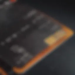 A close-up view of a credit card showcasing its features.