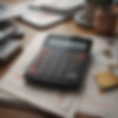 Calculating the Cost of Credit Cards A calculator and documents representing financial calculations related to credit cards.