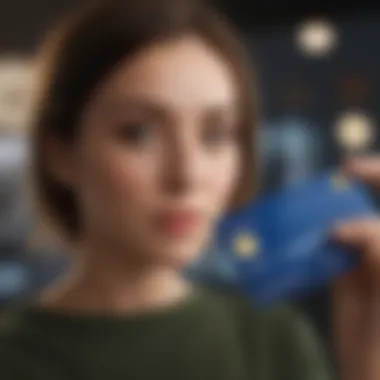 A thoughtful individual analyzing financial documents related to credit cards