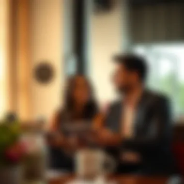 A serene couple discussing their wedding financing options