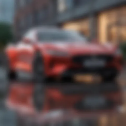 A sleek new car parked in an urban setting, symbolizing affordability and modernity.