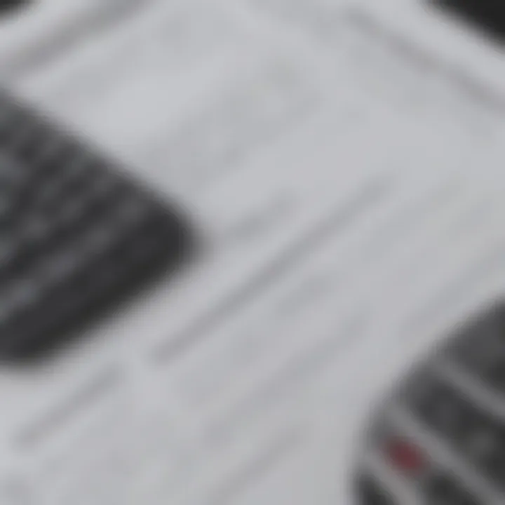 A close-up of a finance agreement document with a calculator, representing financial assessment.