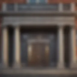 A close-up of a bank building with a sign indicating savings accounts