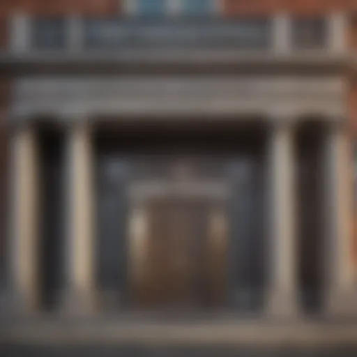 A close-up of a bank building with a sign indicating savings accounts