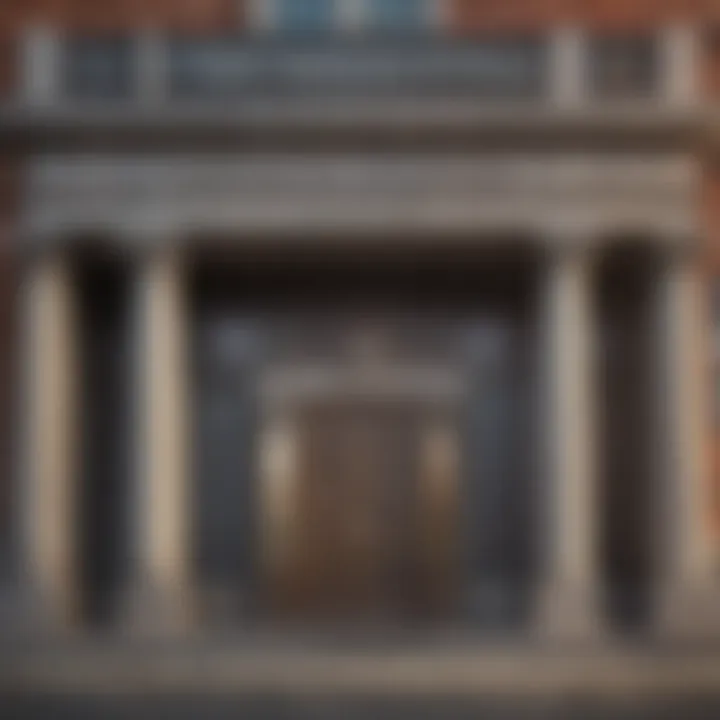 A close-up of a bank building with a sign indicating savings accounts