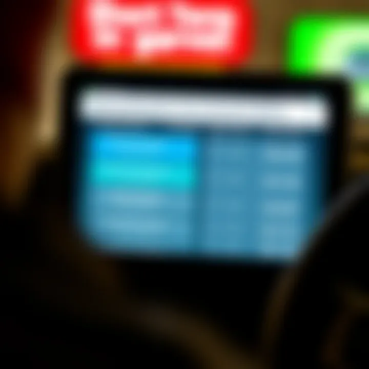 Comparing Short-Term Insurance Options A close-up of a digital screen showing various short-term insurance quotes