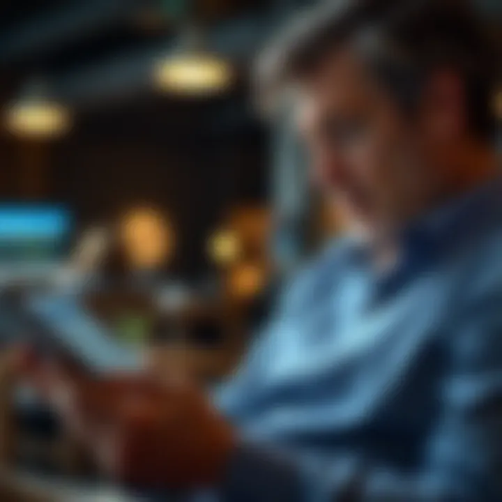 Evaluating Insurance Choices A person reviewing insurance policy details on a tablet