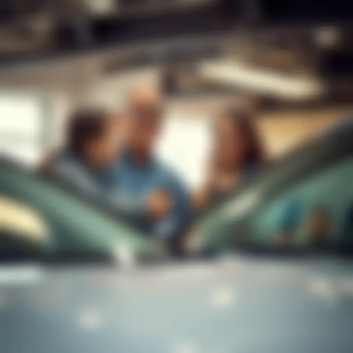 Joy of Acquiring a New Vehicle A happy family receiving the keys to their new car