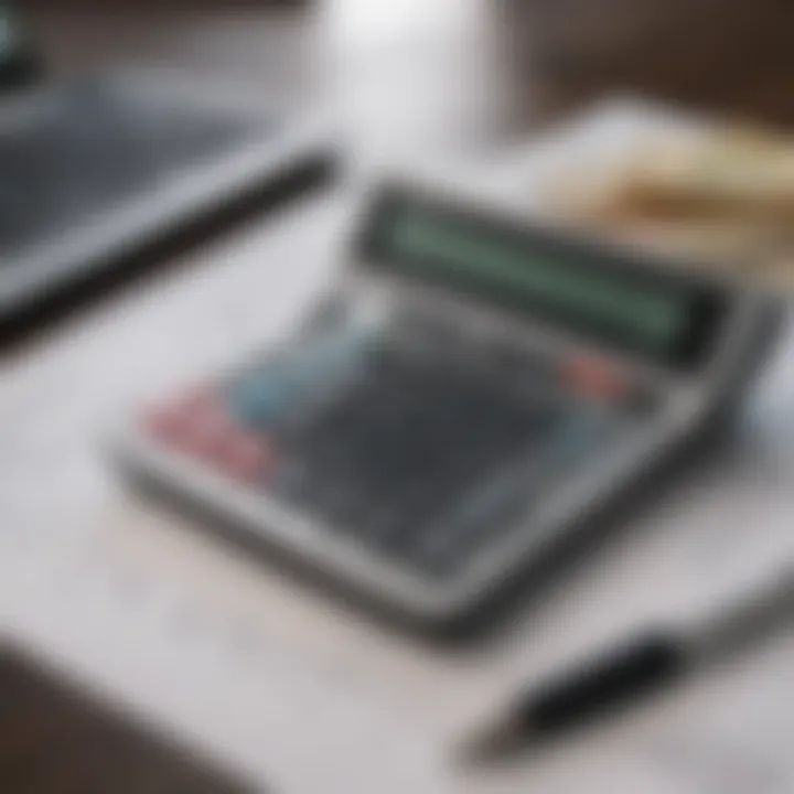 Calculator and Mortgage Documents A close-up of a calculator and mortgage documents.