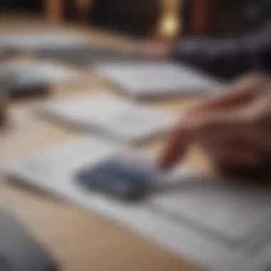 A person analyzing financial documents with a NatWest credit card in view