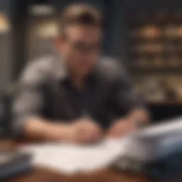 Entrepreneur reviewing financial documents