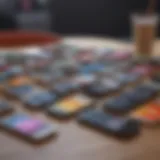 A selection of Virgin Mobile smartphones displayed on a table.