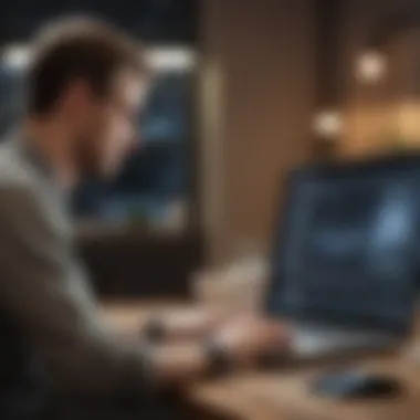 Checking Internet Availability Online An illustration of a person using a laptop to check internet availability