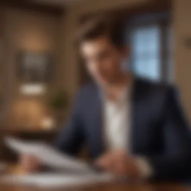 Financial Review for Credit Approval A thoughtful young professional reviewing financial documents