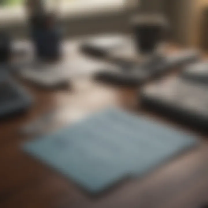 Calculator and travel brochure on a desk