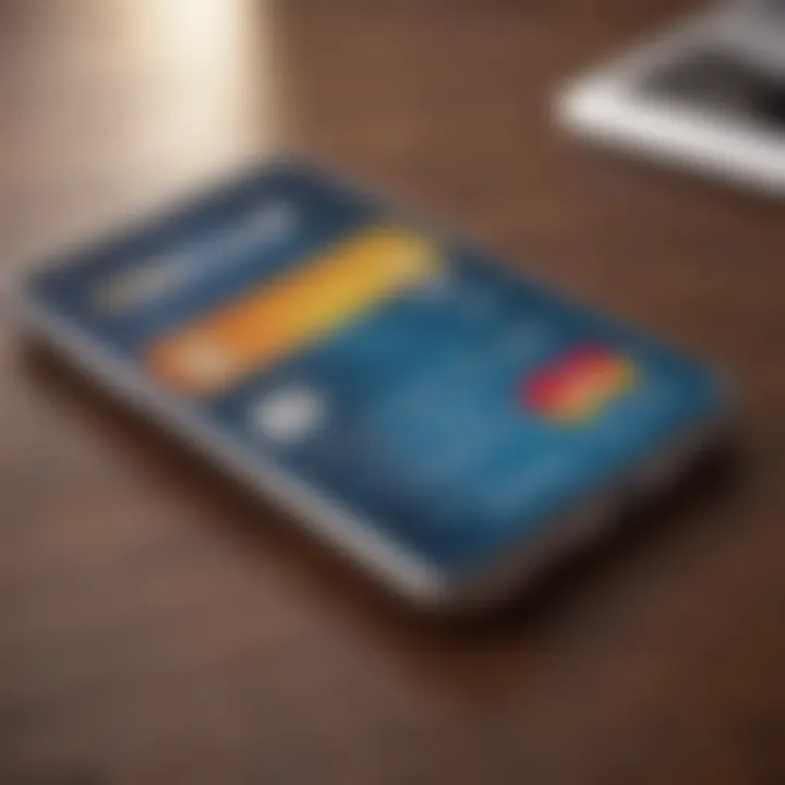 A close-up of a credit card and a smartphone displaying a budgeting app.